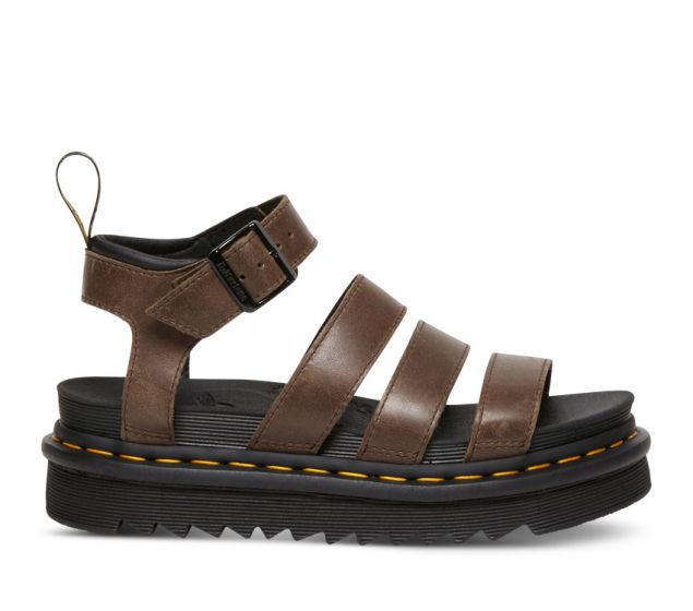 DR MARTENS BLAIRE 3 STRAP SANDAL DARK BROWN