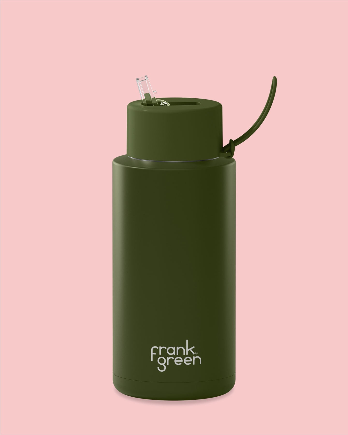 FRANK CERAMIC REUSABLE BOTTLE WITH STRAW LID - KHAKI-34OZ