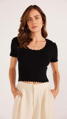 MINKPINK LAURA SCALLOP KNIT TEE