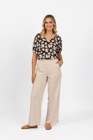 VASSALLI WIDE LEG FULL LENGTH PANT W ELASTIC BACK