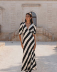 AMONG THE BRAVE AMORA STRIPE SS BIAS MIDI DRESS