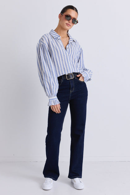 BY ROSA CONNECTION DROP SHOULDER LS SHIRT