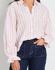 BY ROSA CONNECTION PINK STRIPE BUTTON FRONT BLOUSE