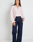 BY ROSA CONNECTION PINK STRIPE BUTTON FRONT BLOUSE