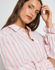 BY ROSA CONNECTION PINK STRIPE BUTTON FRONT BLOUSE