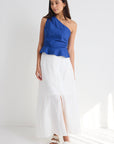 AMONG THE BRAVE MERCY LINEN BUTTON FRONT ALINE SKIRT