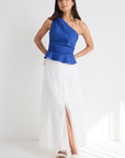 AMONG THE BRAVE MERCY LINEN BUTTON FRONT ALINE SKIRT