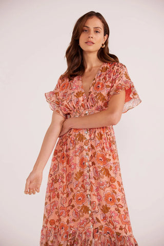 MINKPINK AMELIA BUTTON DOWN MIDI DRESS