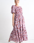 IVY + JACK MILANO PUFF S/S TIERED MAXI DRESS