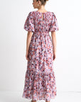 IVY + JACK MILANO PUFF S/S TIERED MAXI DRESS