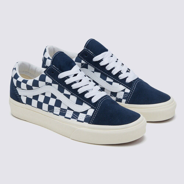 Blue vans with outlet checkered border