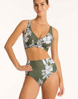 SEA LEVEL ALOHA CROSS FRONT MULTIFIT BRA + ALOHA HIGH WAIST GATHERED SIDE PANT