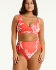 SEA LEVEL ALOHA CROSS FRONT MULTIFIT BRA + ALOHA HIGH WAISTED GATHERED SIDE PANT