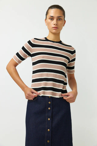 SYLVESTER STRIPEY TOP BLACK SAND