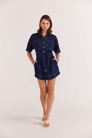 STAPLE THE LABEL LUCA DENIM MINI DRESS