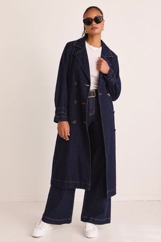 AMONG THE BRAVE RODEO DENIM TRENCH COAT