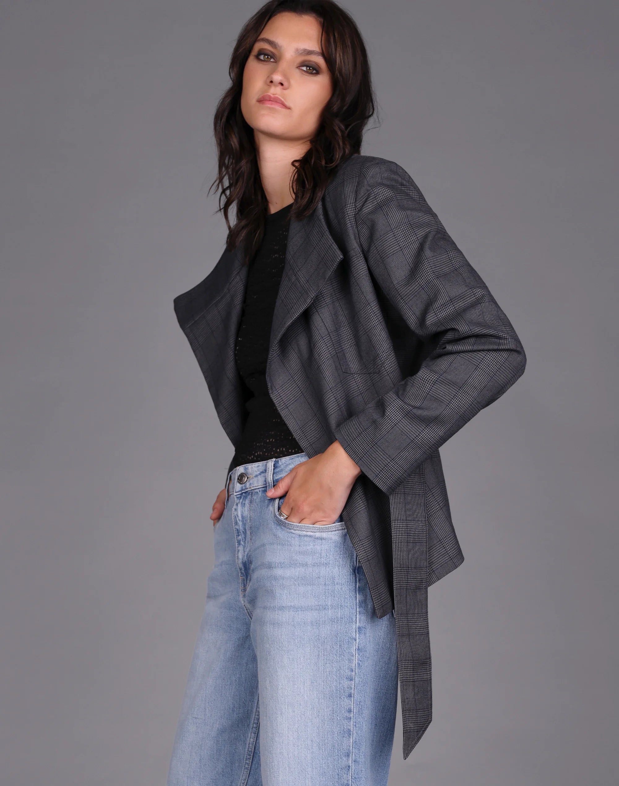 STORM CHECK WRAP BLAZER