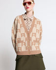 KAREN WALKER MONOGRAM CHUNKY CARDIGAN