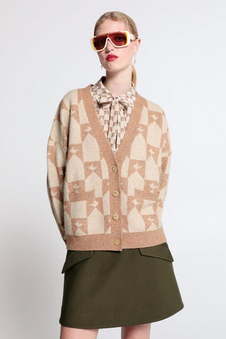 KAREN WALKER MONOGRAM CHUNKY CARDIGAN