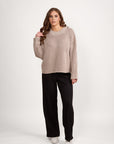 VASSALLI HIGH NECK TWO TONE SWEATER WITH SHAPED SLEEVE