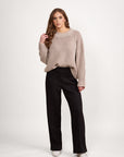 VASSALLI HIGH NECK TWO TONE SWEATER WITH SHAPED SLEEVE