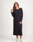 VASSALLI LONGSLEEVE KNIT DRESS W TIE BACK AND CONTRAST STITCH