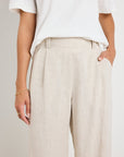 BY ROSA BESTOWE LINEN ELASTIC BACK WIDE LEG PANT